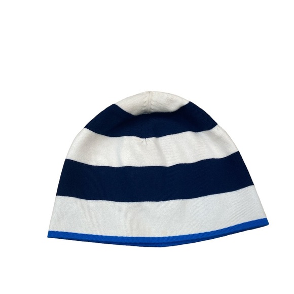 Tory Burch Merino Wool Beanie blue and beige - Picture 1 of 3
